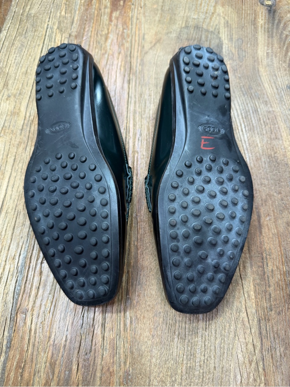 Tod's Women's Dark Green Leather Penny Loafers Size 37 ~ US 7 - Picture 12 of 15